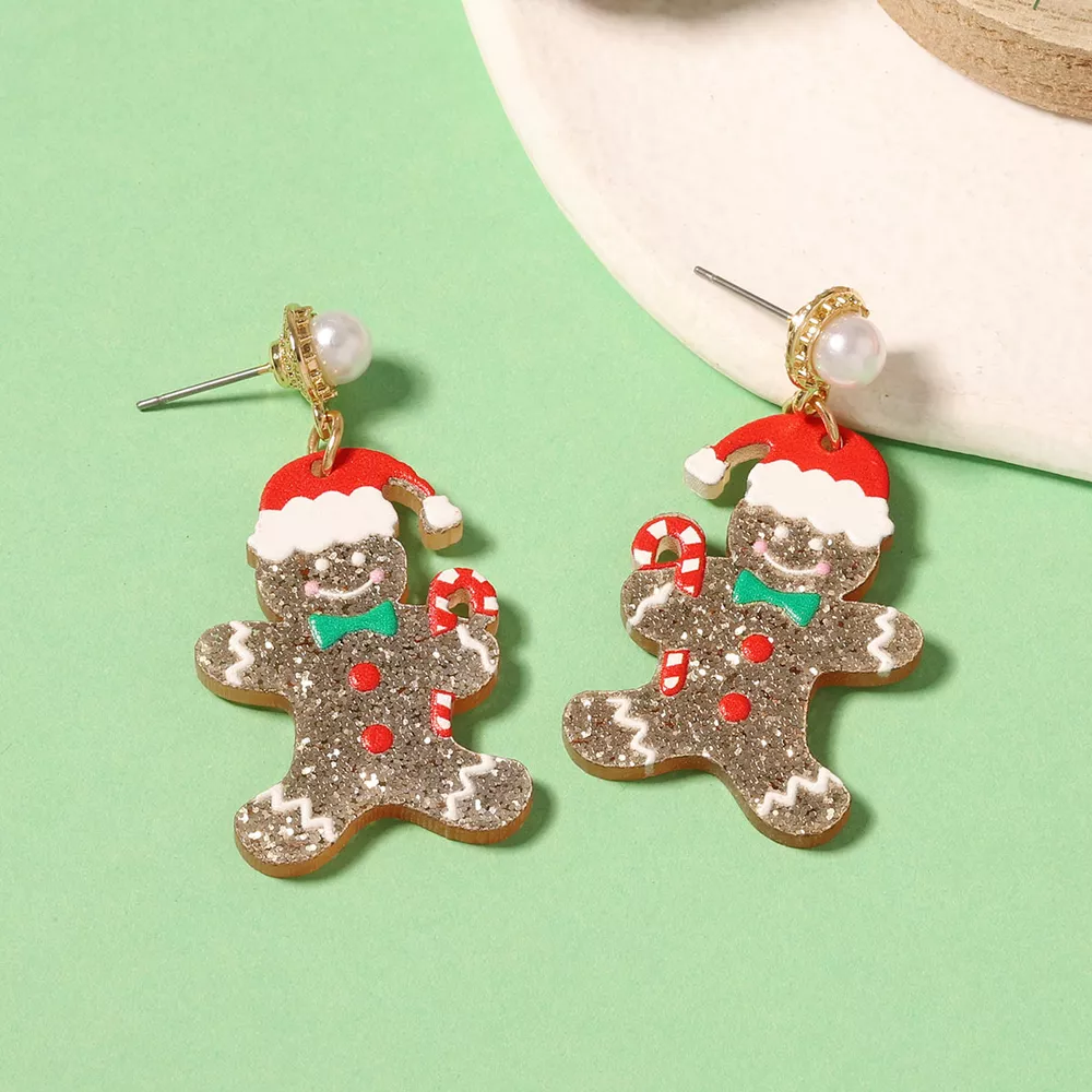 Christmas Gingerbread Man Dangle Earrings, image 4