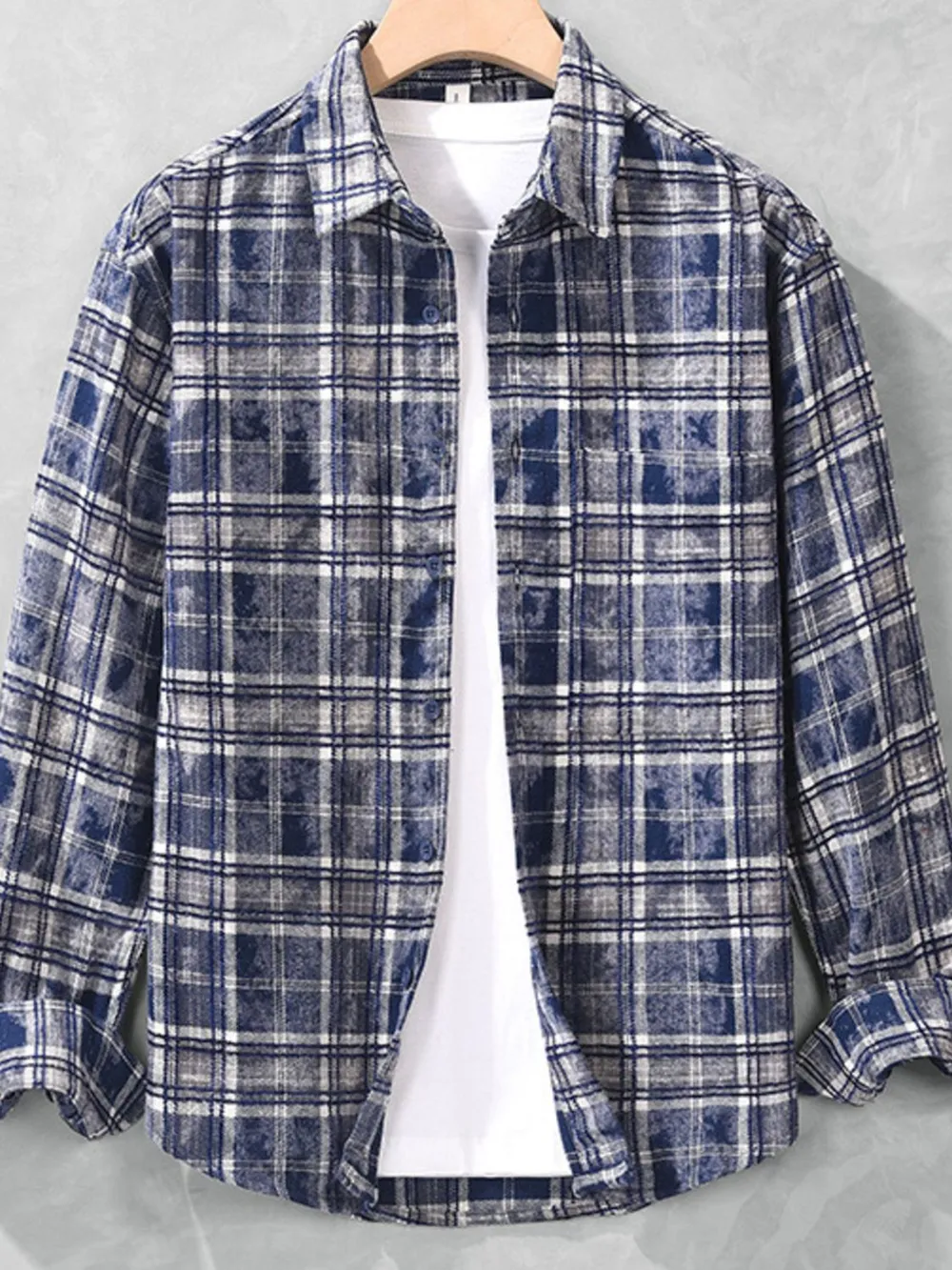 Men's Plus Size Plaid Button Up Long Sleeve Shirt, image 2