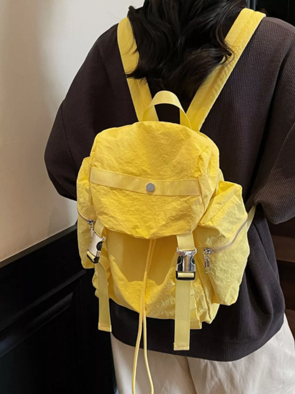 Lightweight Drawstring Casual Backpack Bag, image 2