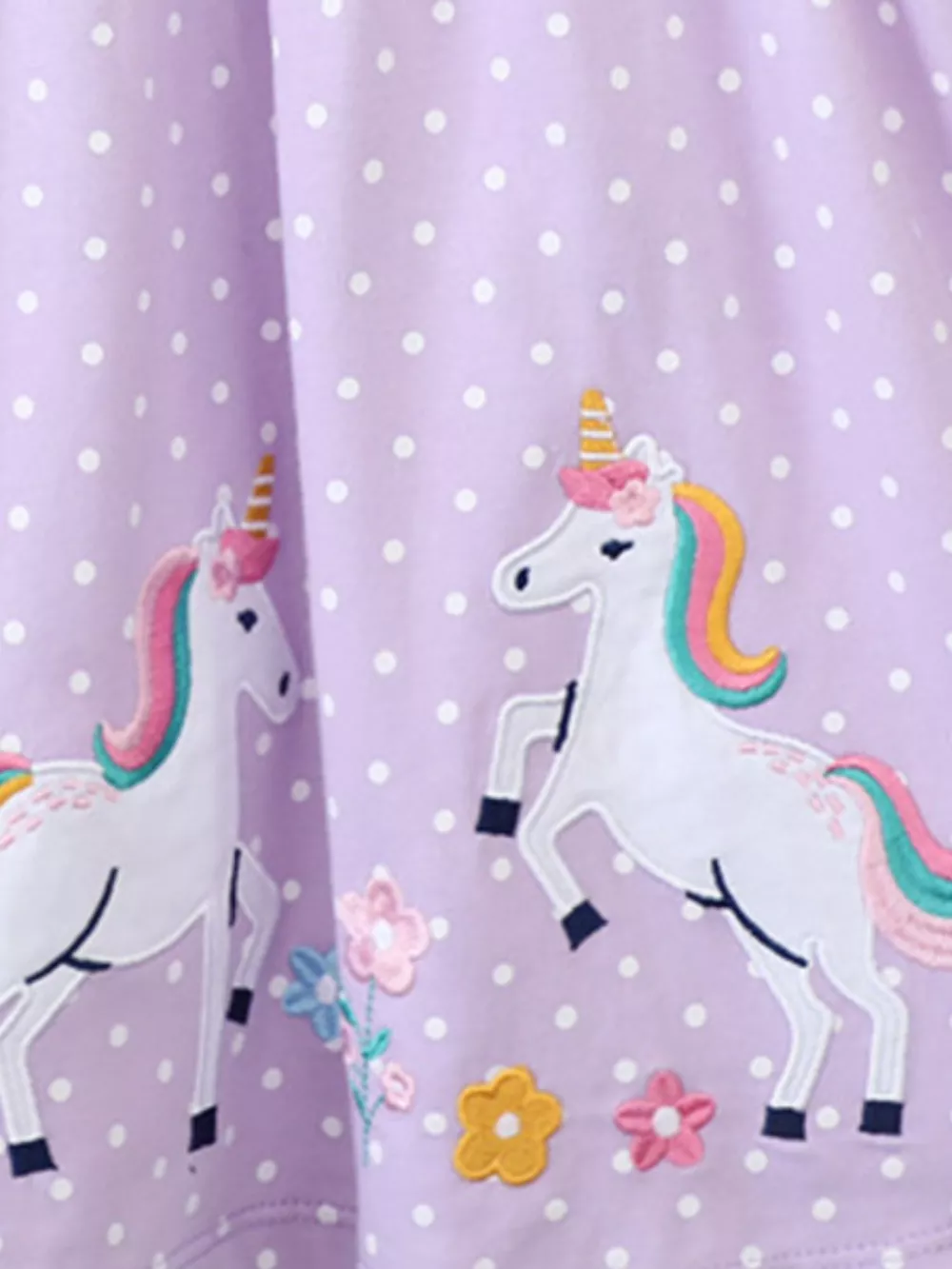 Children's Unicorn Embroidered Polka Dot Dress, image 3