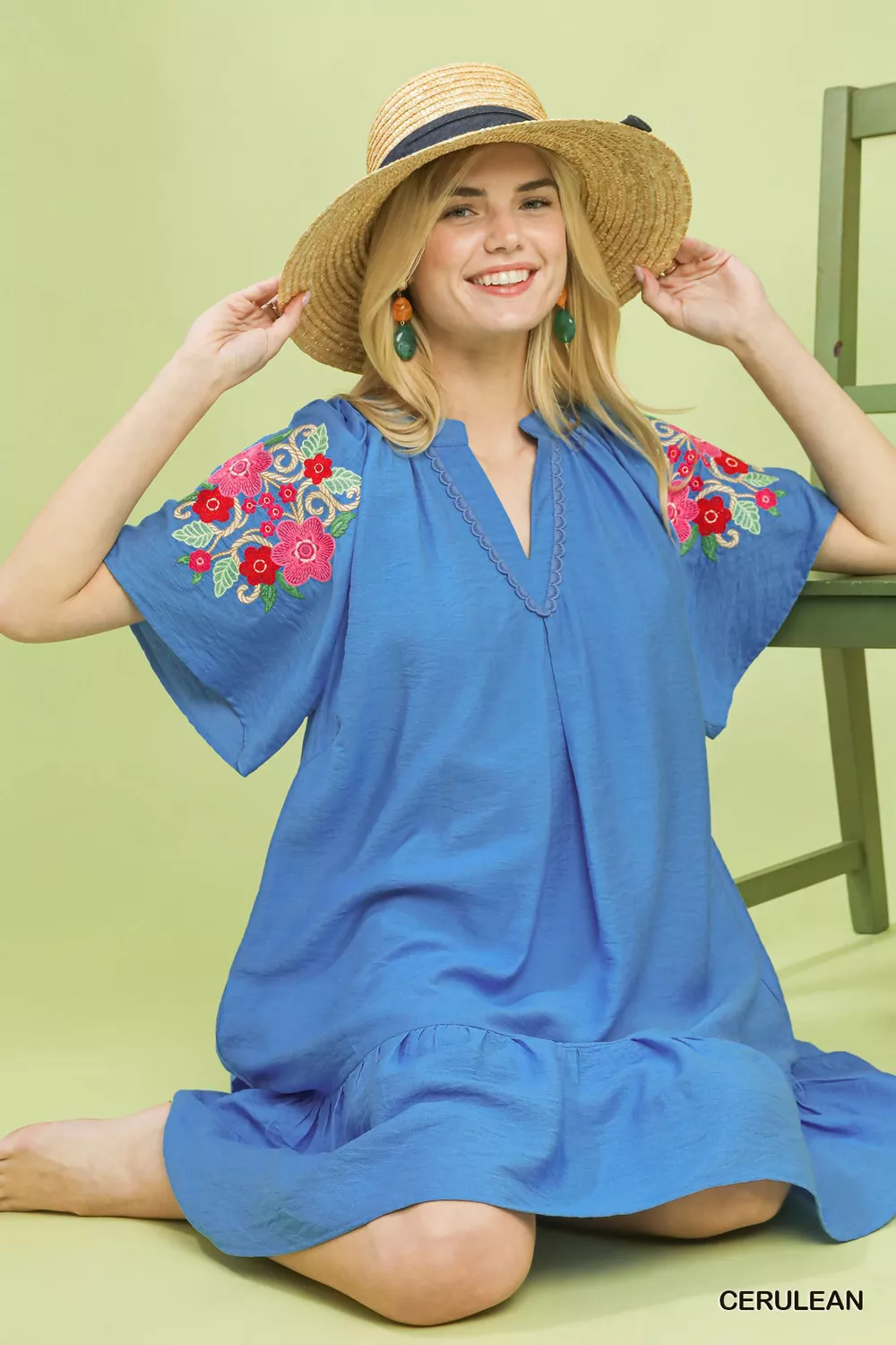 Embroidered Shoulder Dress