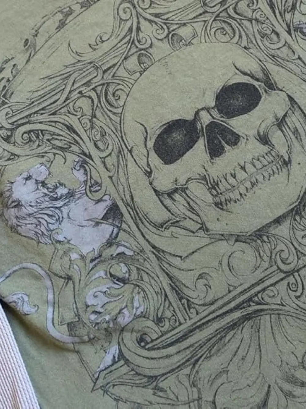 Skull Round Neck Long Sleeve Fake Two Pieces T-Shirt, image 2