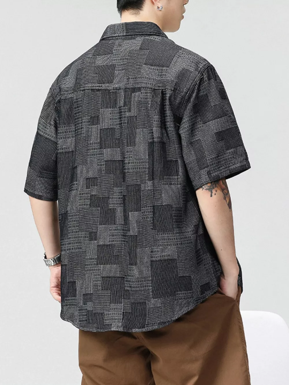 Men's Plus Size Plaid Short Sleeve Shirt, image 4