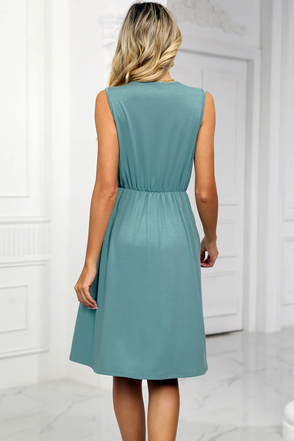 Pocketed V-Neck Wide Strap Dress, image 9