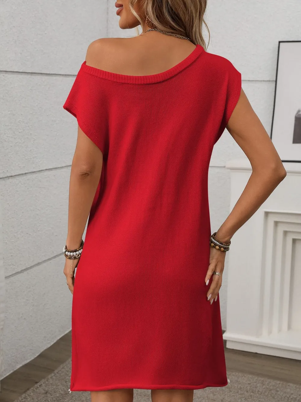 One Shoulder Mini Sweater Dress, image 13