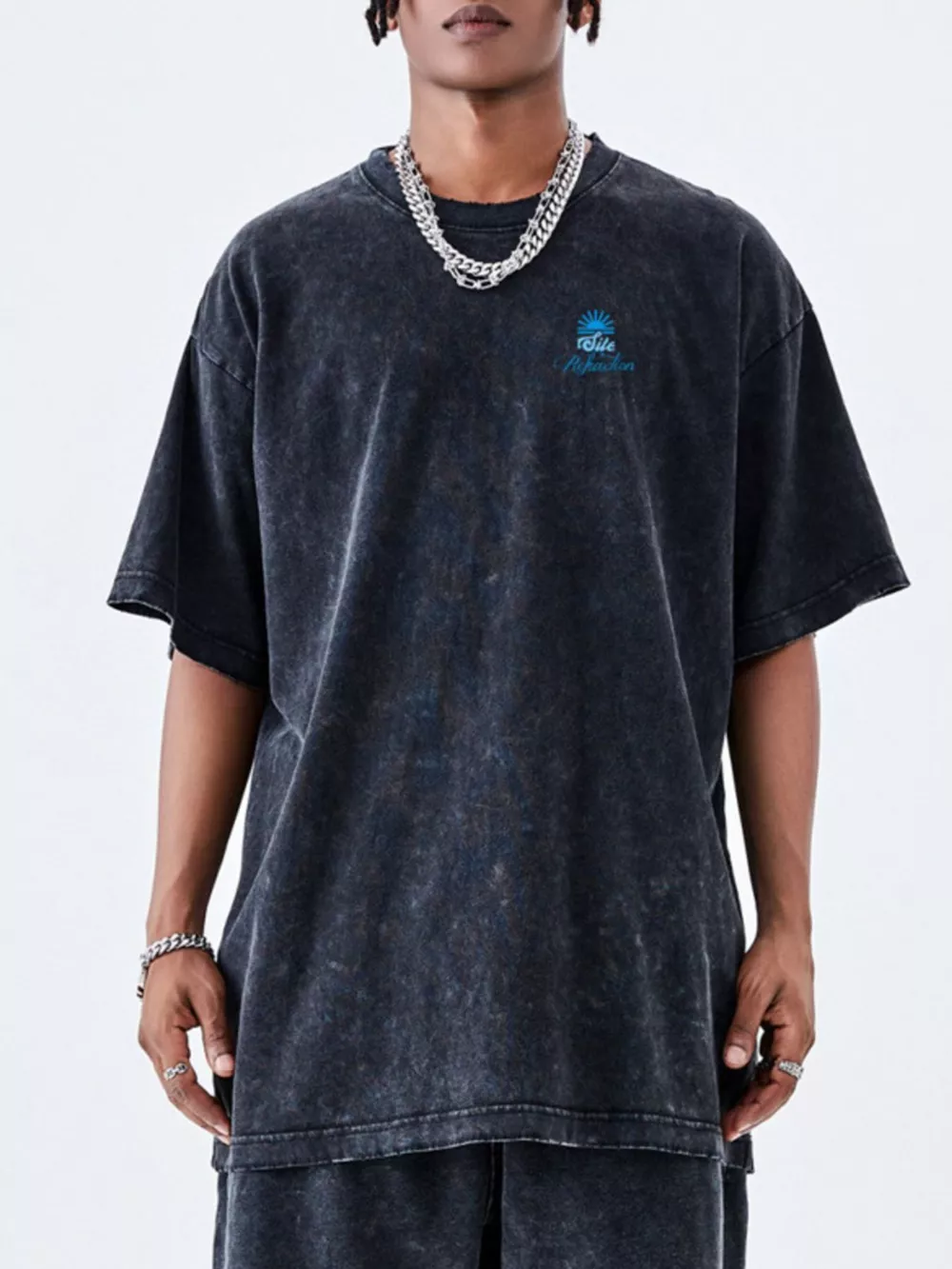 Men's Vintage Wash Round Neck Oversized T-Shirt