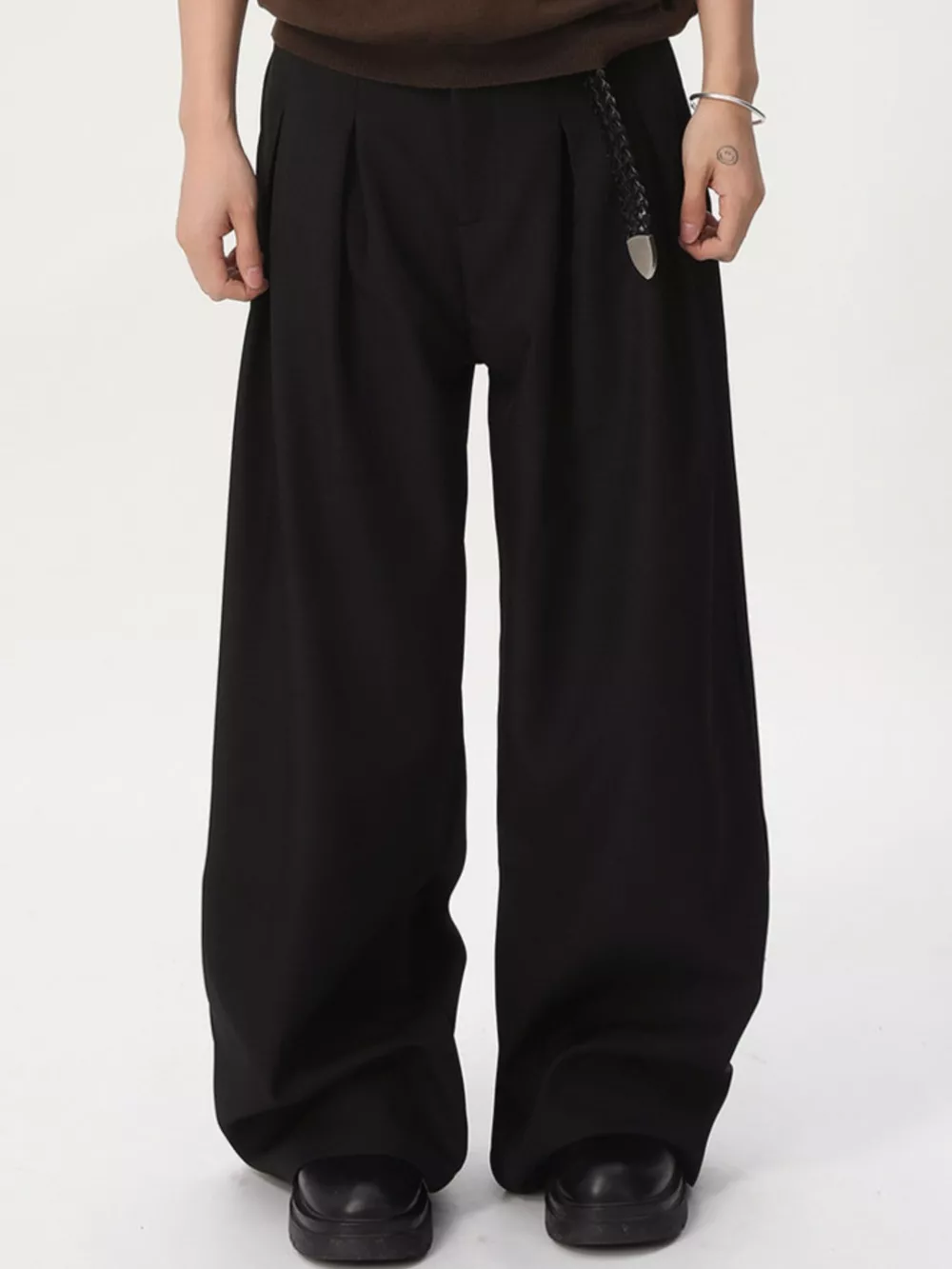 Men's High-Waisted Pleated Wide-Leg Pants, image 9
