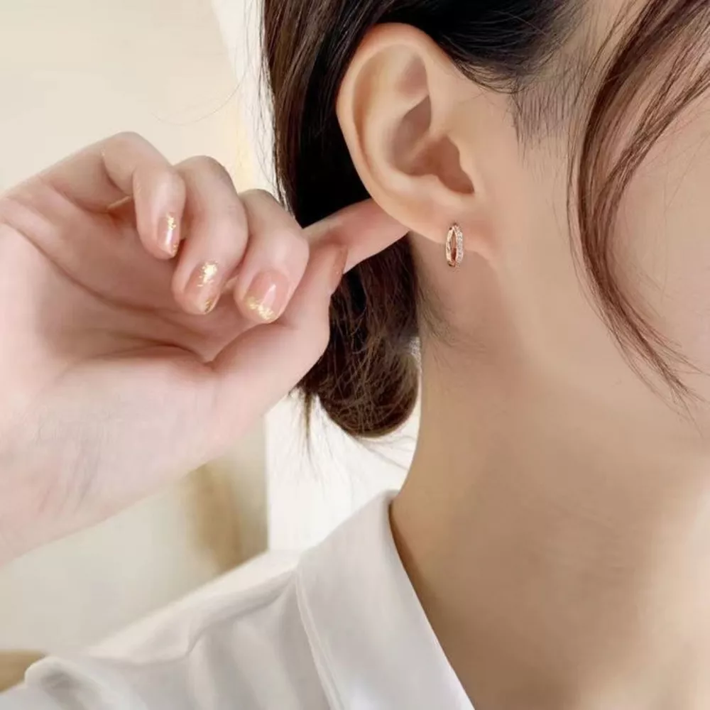 18K Rose Gold-Plated Zircon Hoop Earrings, image 5