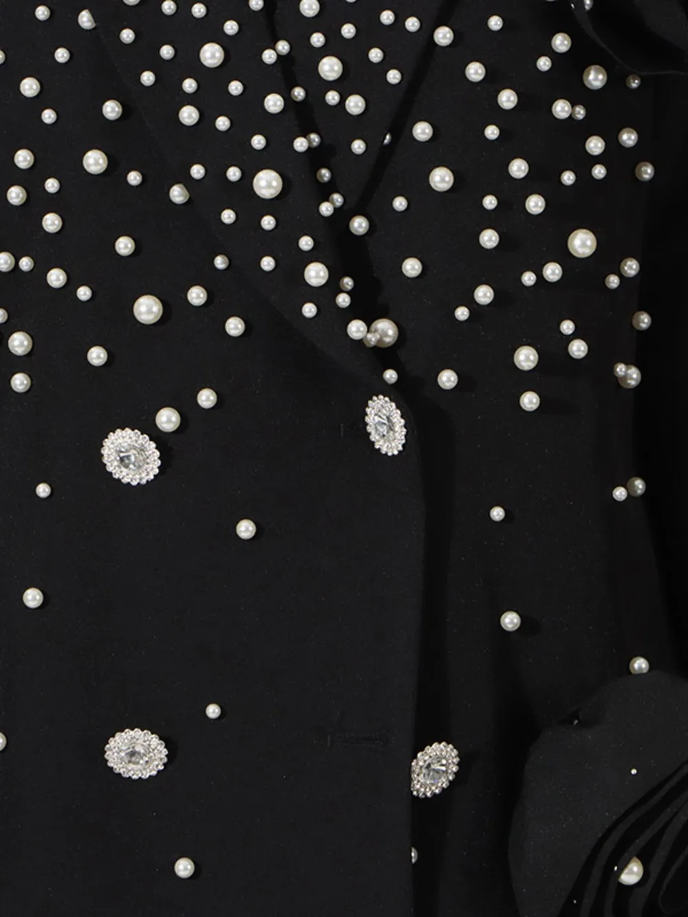 Pearl Embellished Double-Breasted Blazer, image 6