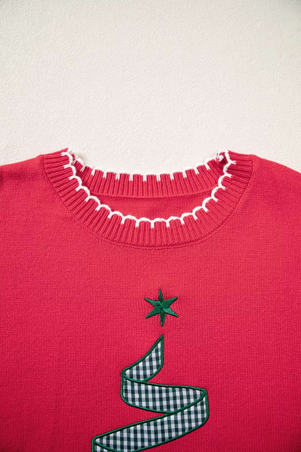 Stitched Detail Christmas Tree Holiday Casual Sweater, image 5