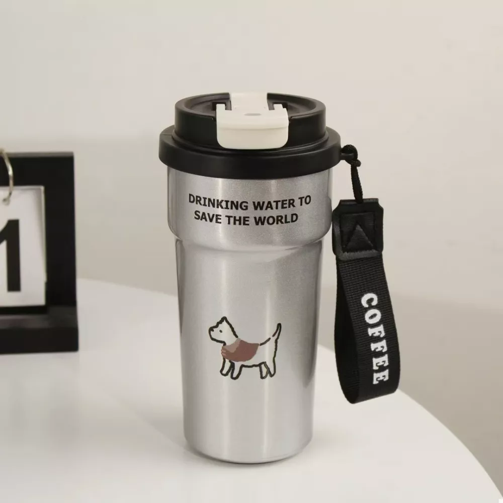 Cute Cat Stainless Steel Tumbler with Straw