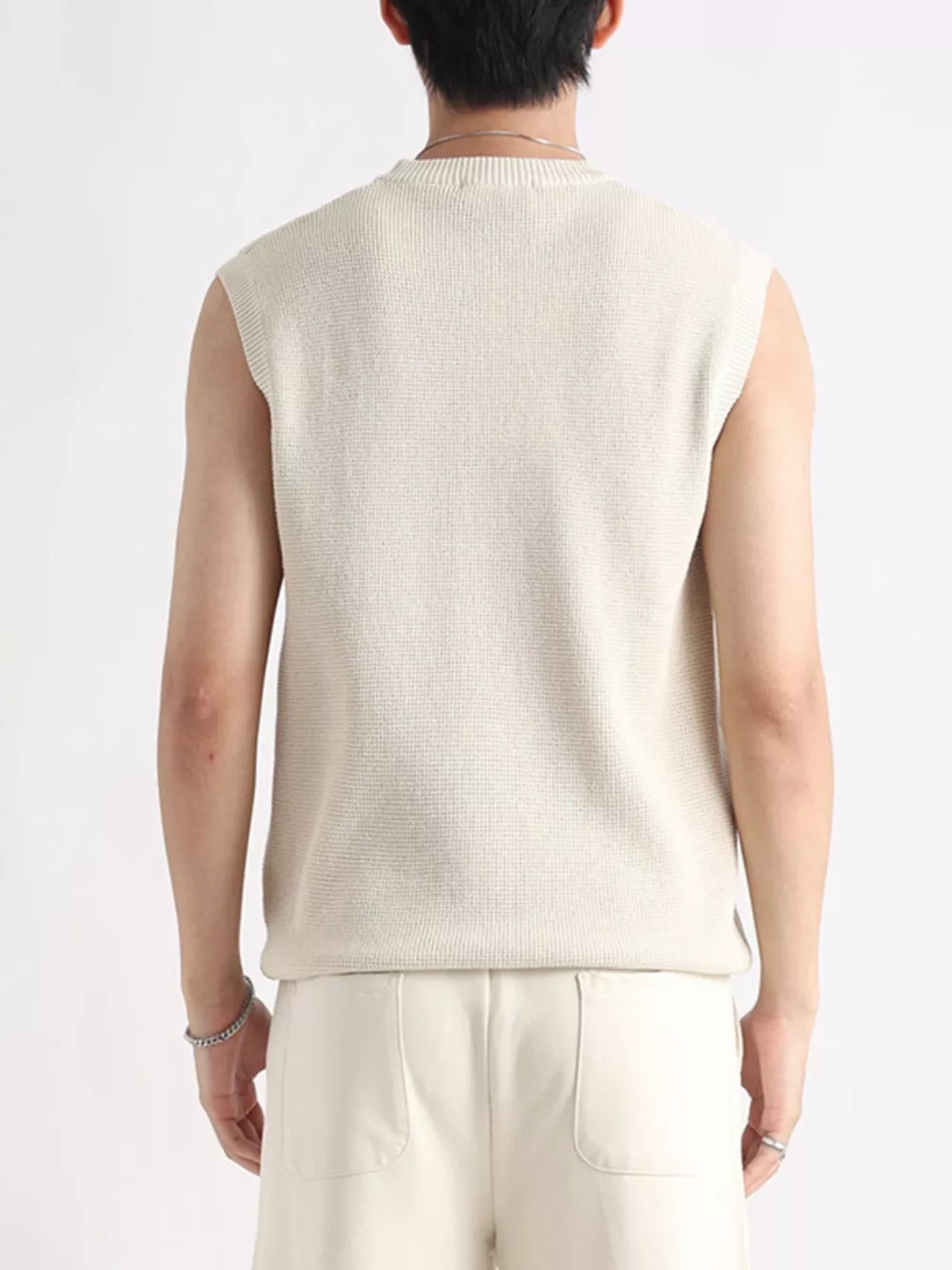Men's Plus Size Knitted Zip-Up Tank, image 2
