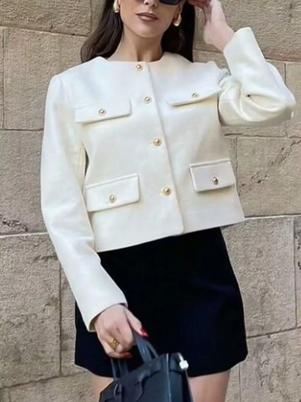Tweed Button Up Cropped Outerwear, image 12