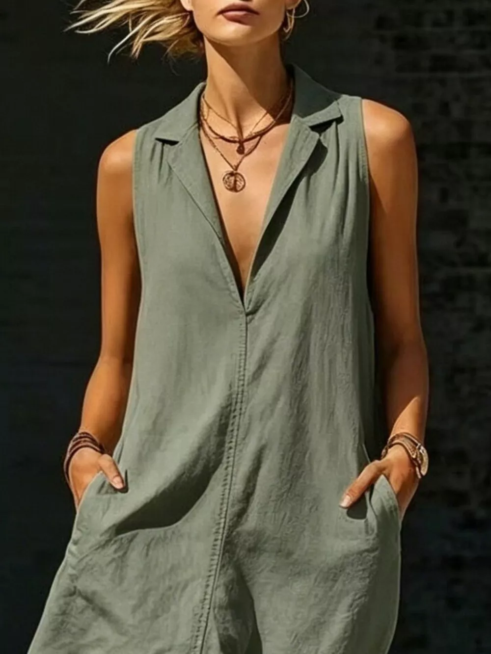 Sleeveless Maxi Dress with Side Pockets, image 8