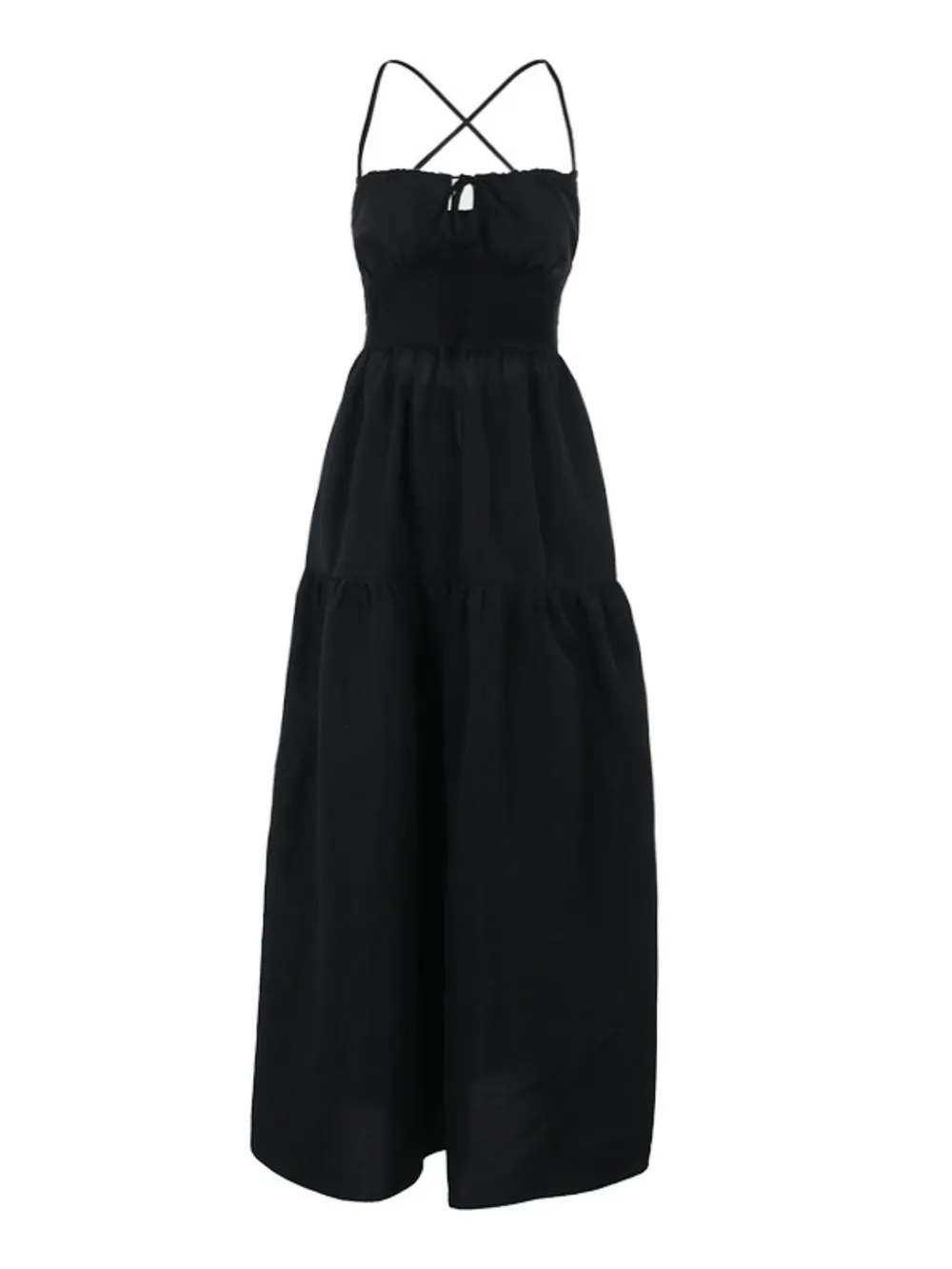Tiered Lace Up Spaghetti Straps Maxi Dress, image 14