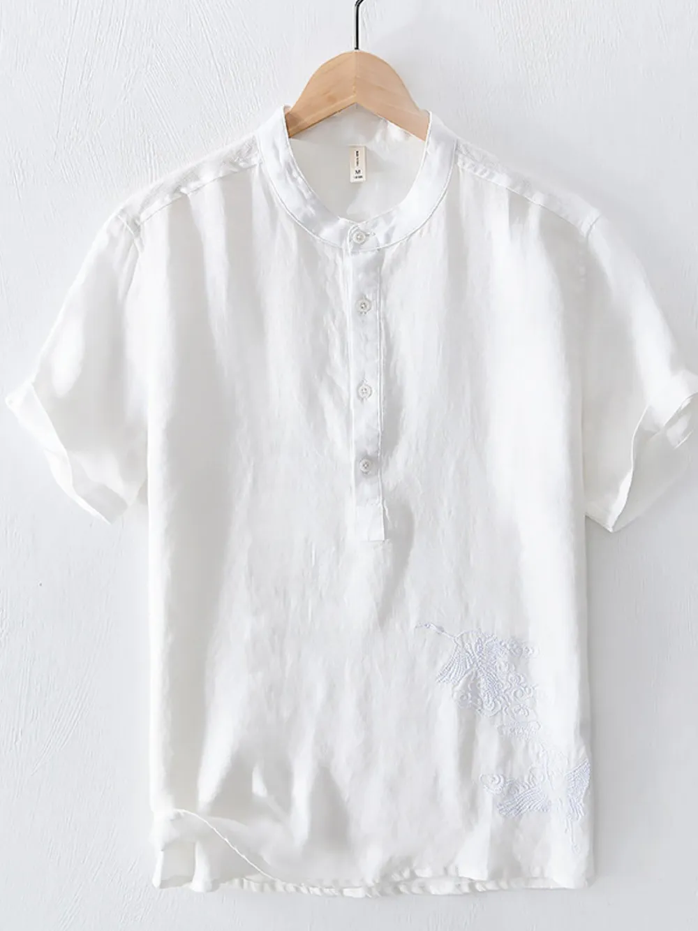 Men's Plus Size Button Detail Short Sleeve Blouse, image 7