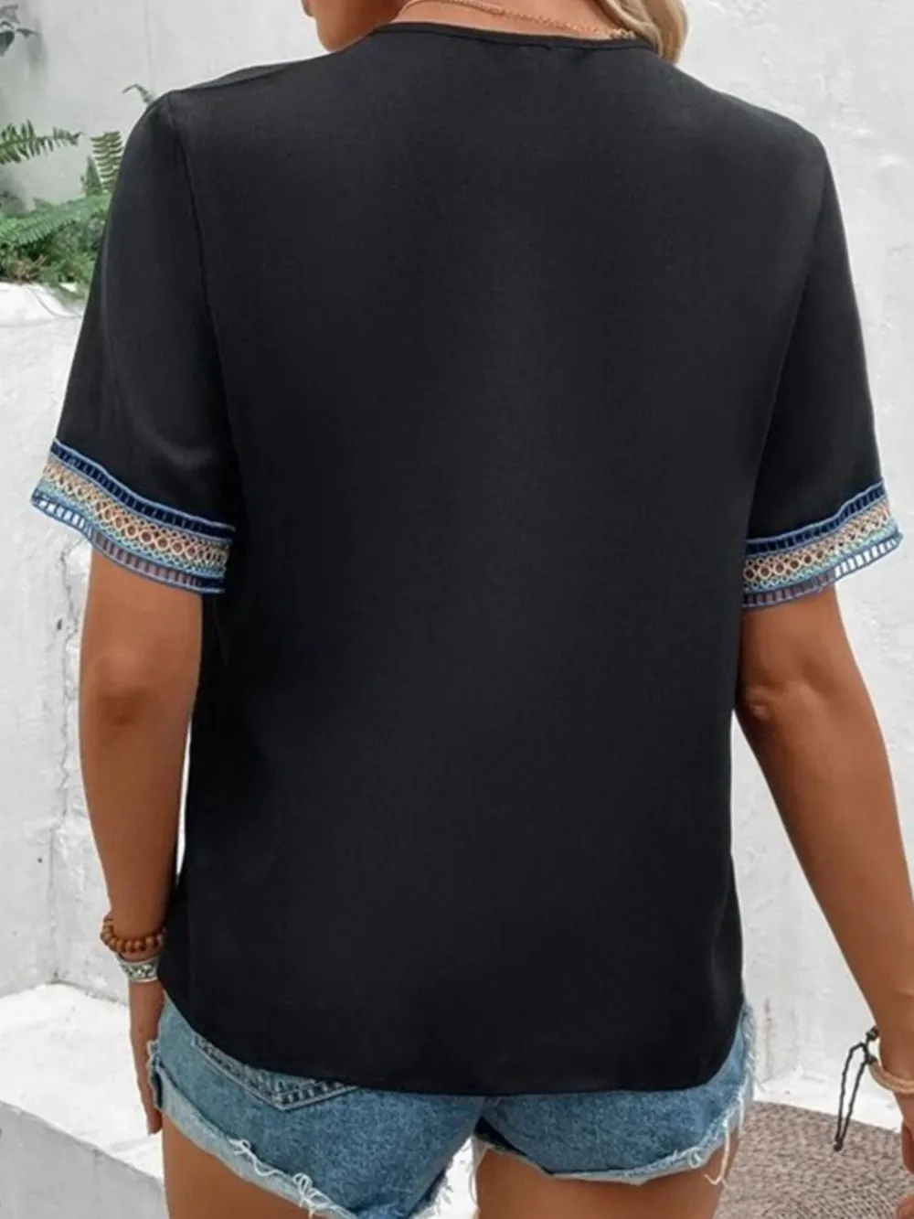 Full Size V-Neck Short Sleeve Blouse, image 18