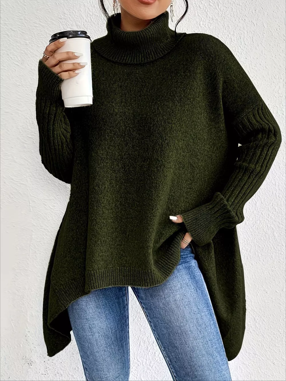 Turtleneck Dropped Shoulder Sweater, image 4