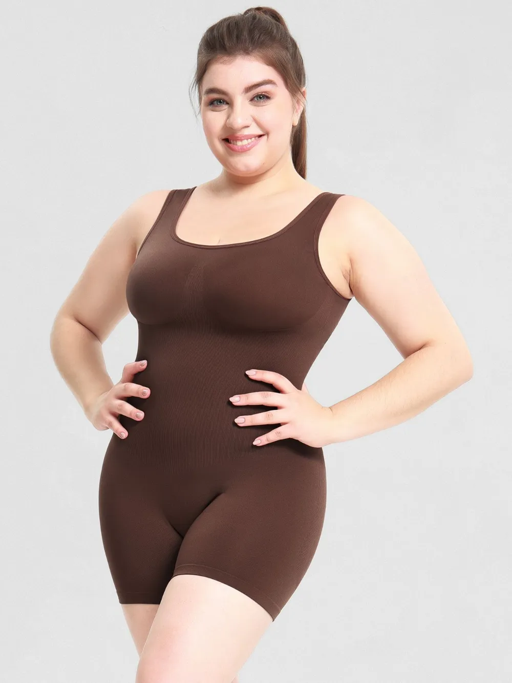 Scoop Neck Wide Strap Shaping Romper, image 11