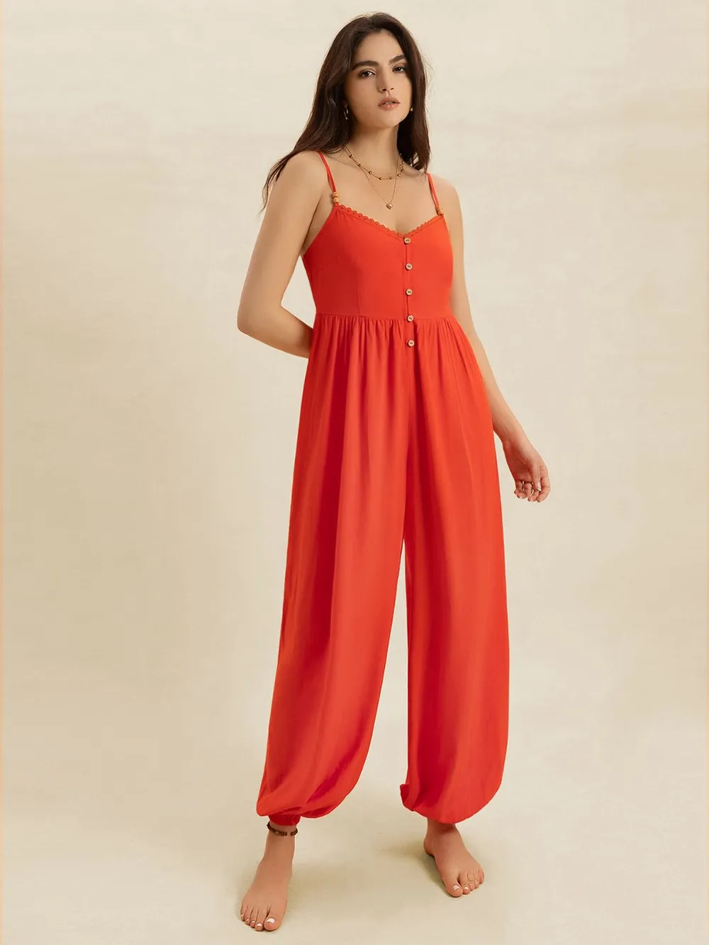 V-Neck Spaghetti Strap Jumpsuit