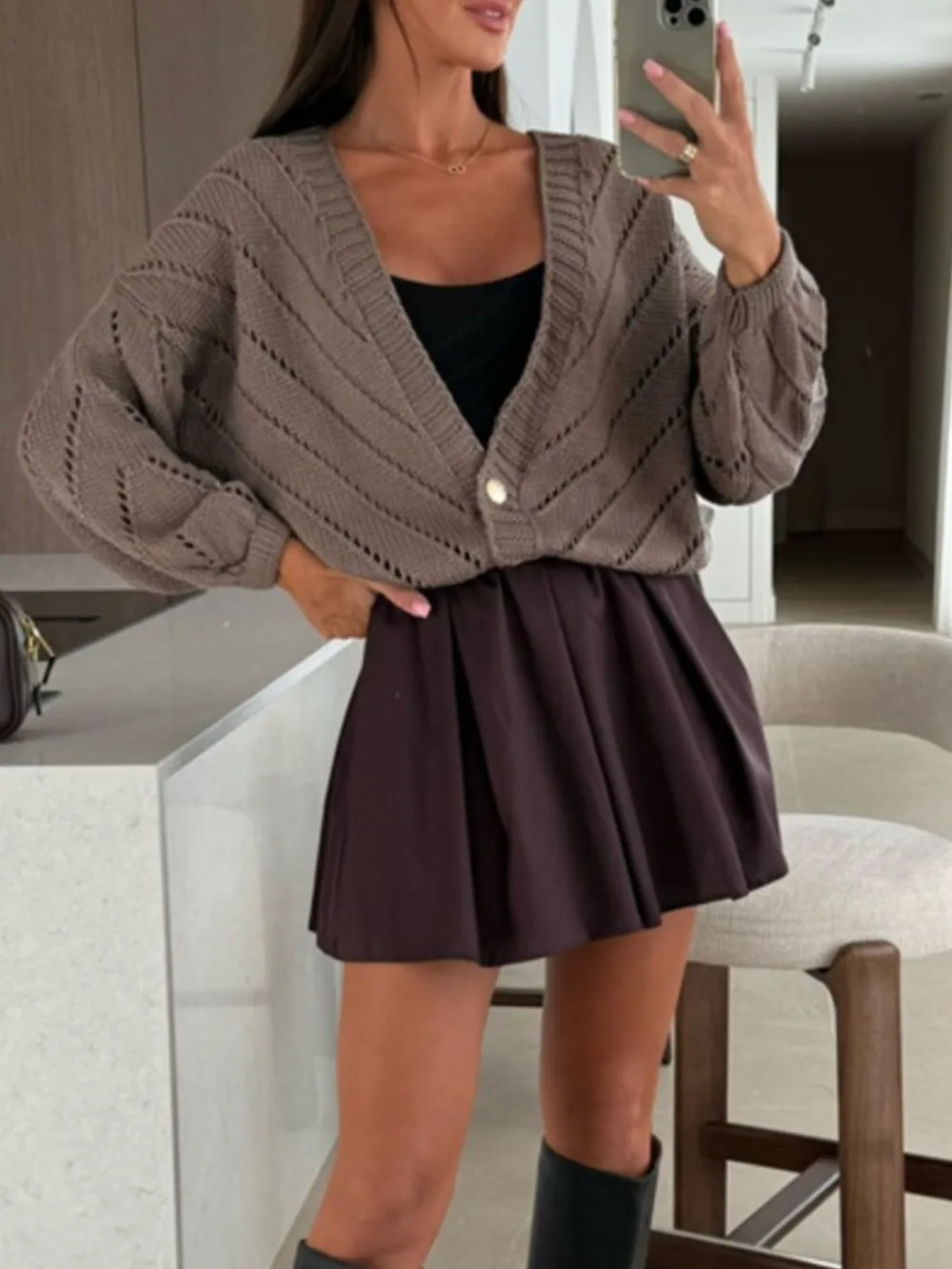 Openwork Long Sleeve Cardigan, image 4