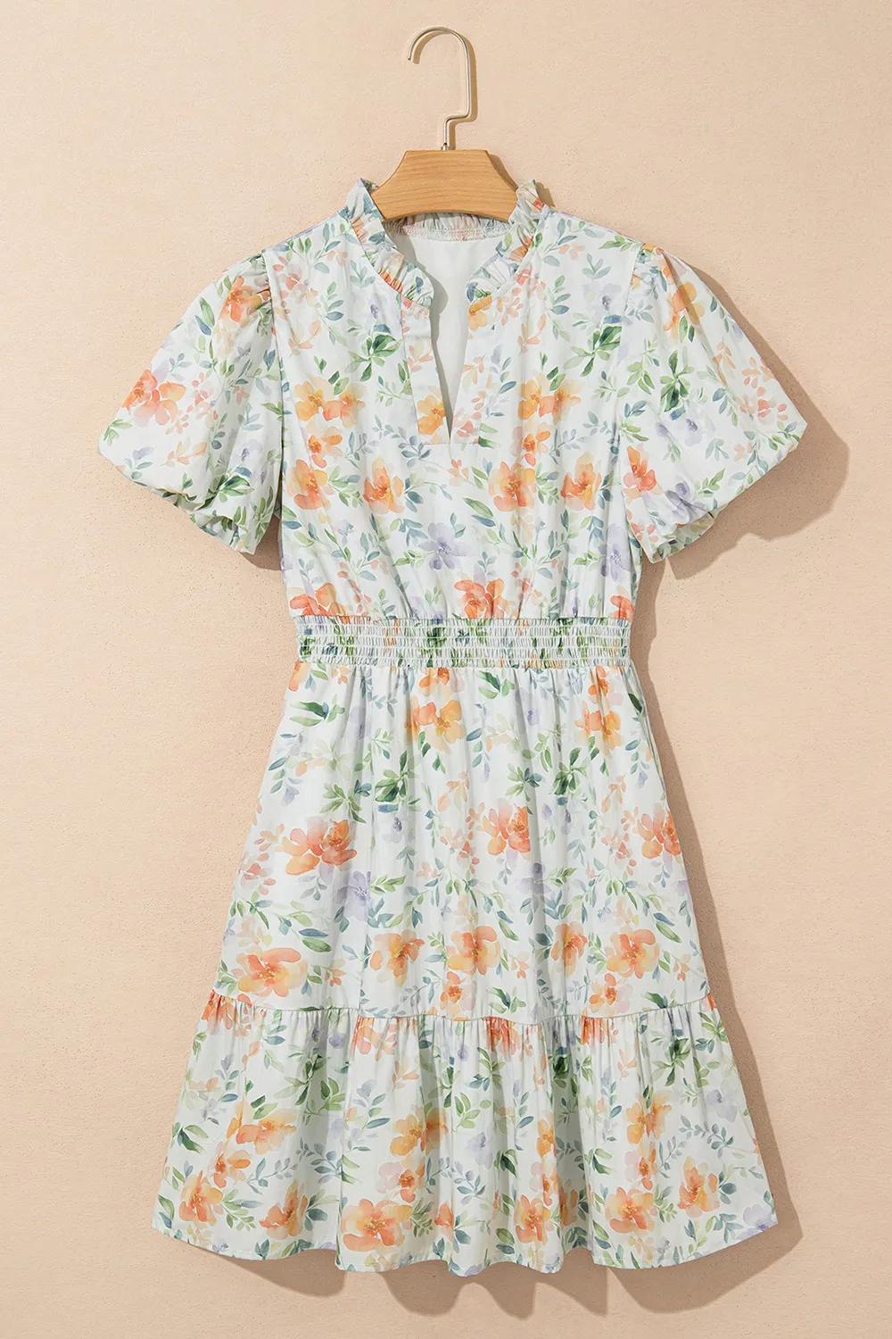 Frill Notched Puff Sleeve Dress, image 6