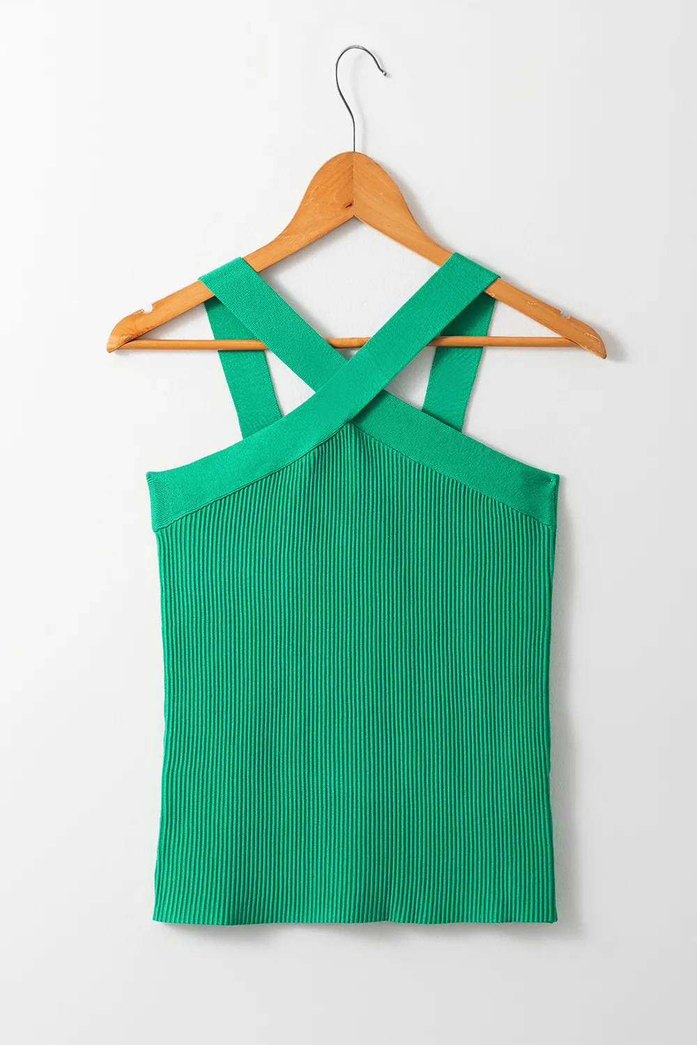 Ribbed Criss Cross Halter Neck Sheath Sweater Tank Top, image 10