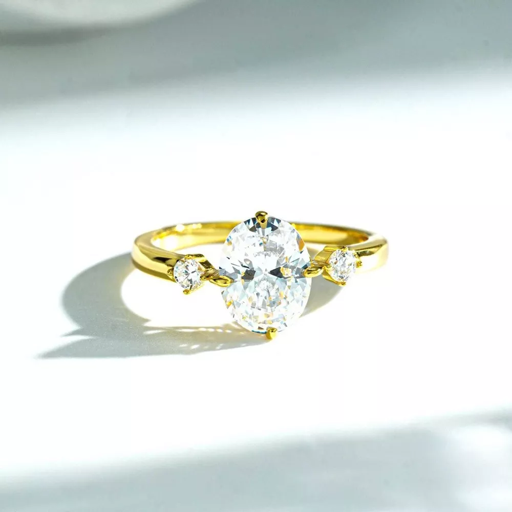 925 Sterling Silver Zircon Oval-Cut Ring, image 5
