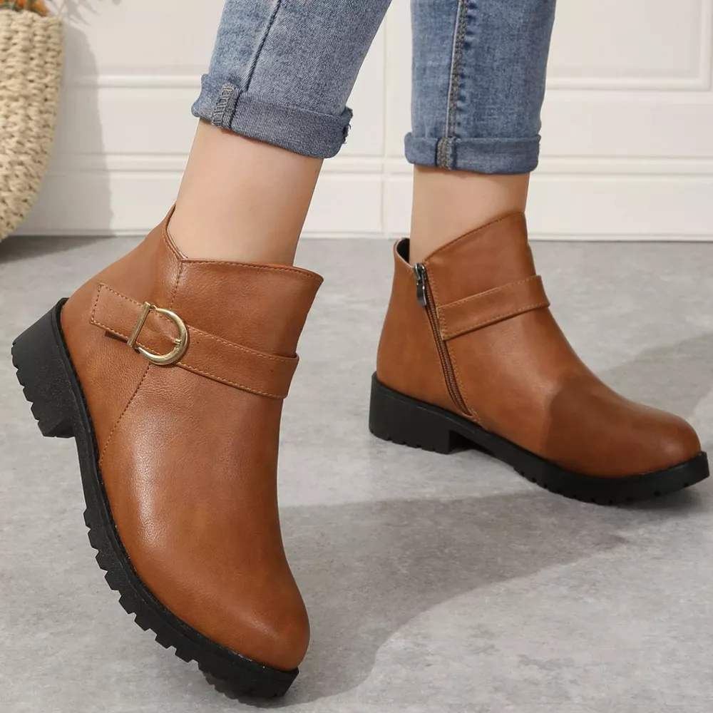 Round Toe Block Heels Boots, image 8