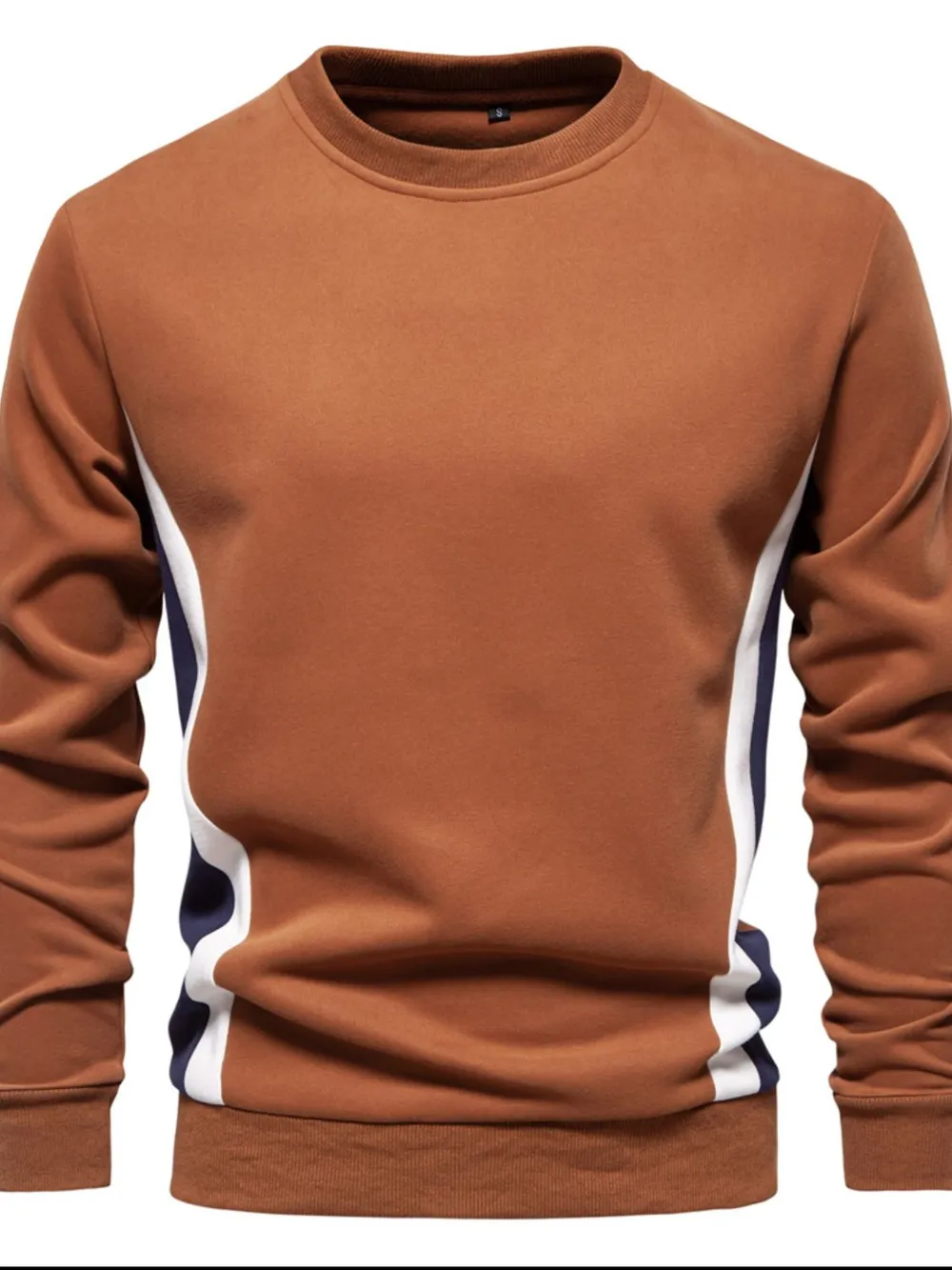 Men's Side Striped Contrast Round Neck Sweatshirt, image 11