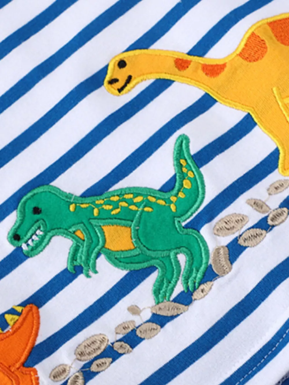 Children's Dinosaur Round Neck Striped T-Shirt, image 3
