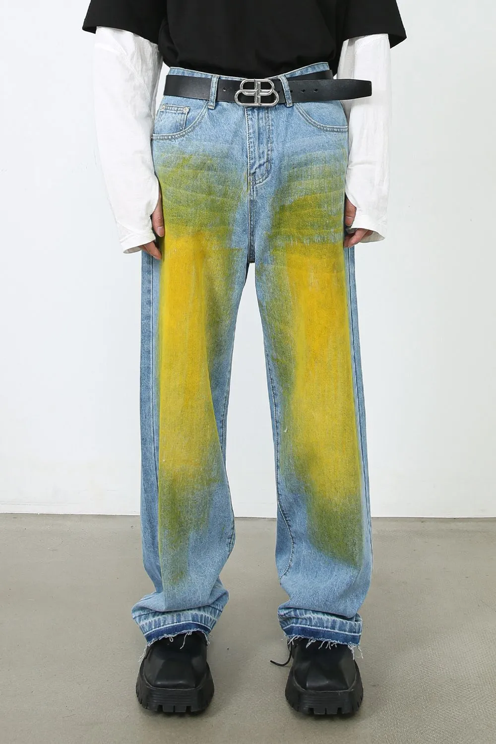 Men's Contrast Baggy Jeans, image 2