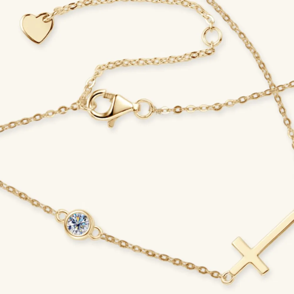 Cross 925 Sterling Silver Moissanite Necklace, image 12