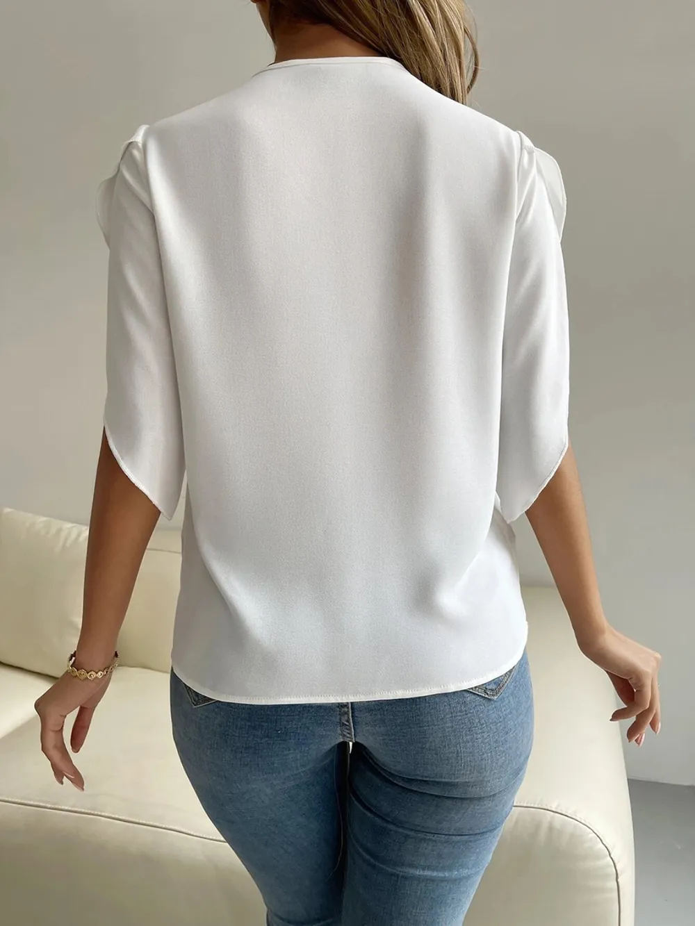 V-Neck Short Sleeve Blouse, image 7