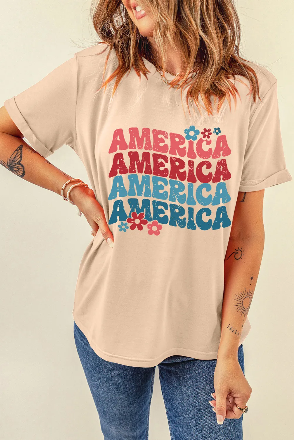 AMERICA Round Neck Short Sleeve T-Shirt, image 5