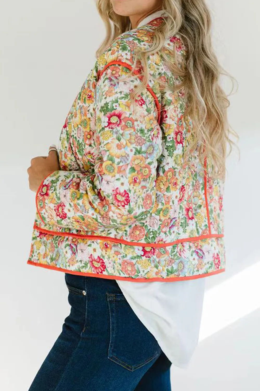 Floral Button Up Long Sleeve Winter Coat, image 3
