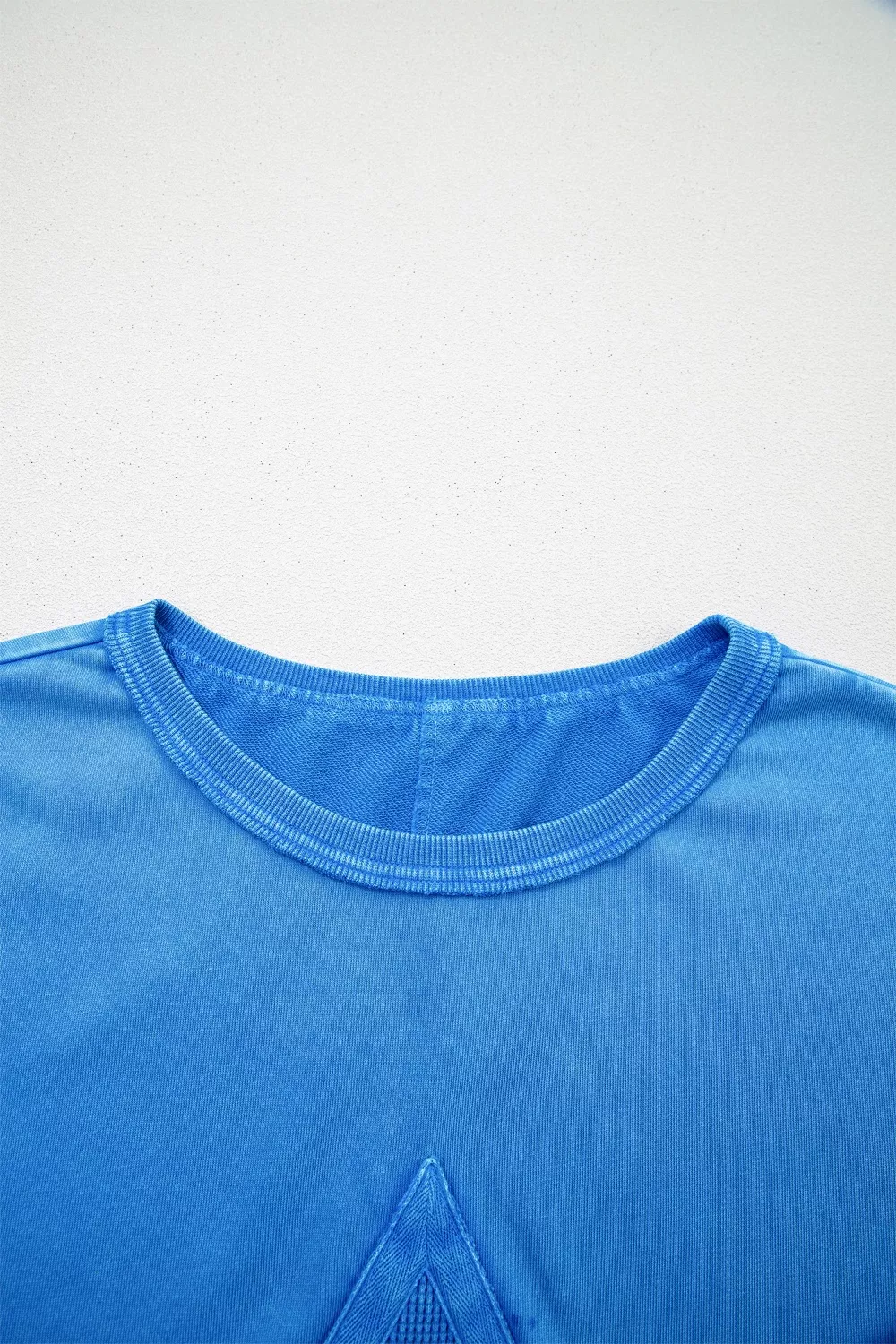 Mineral Wash Star Mesh Patchwork Oversize Tee, image 5