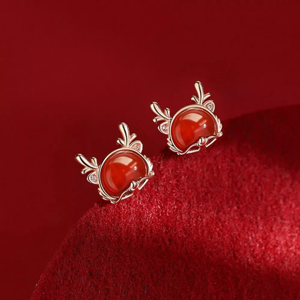 925 Sterling Silver Deer Stud Earrings, image 4