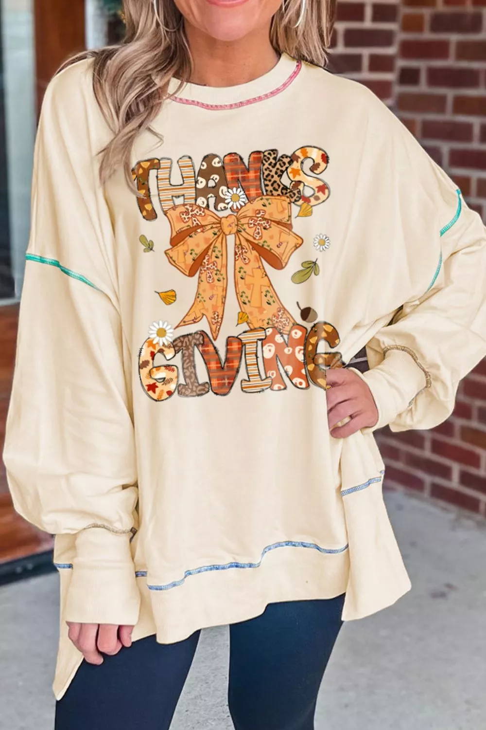 Thanksgiving Graphic Crew Neck Sweatshirt, image 4