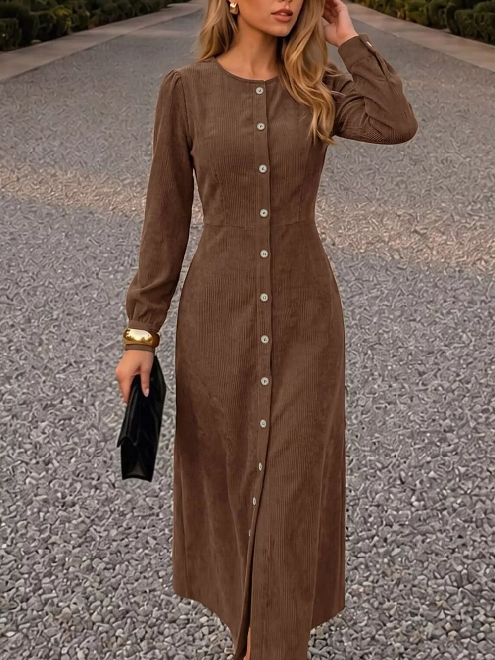 Corduroy Button-Down Maxi Dress, image 2
