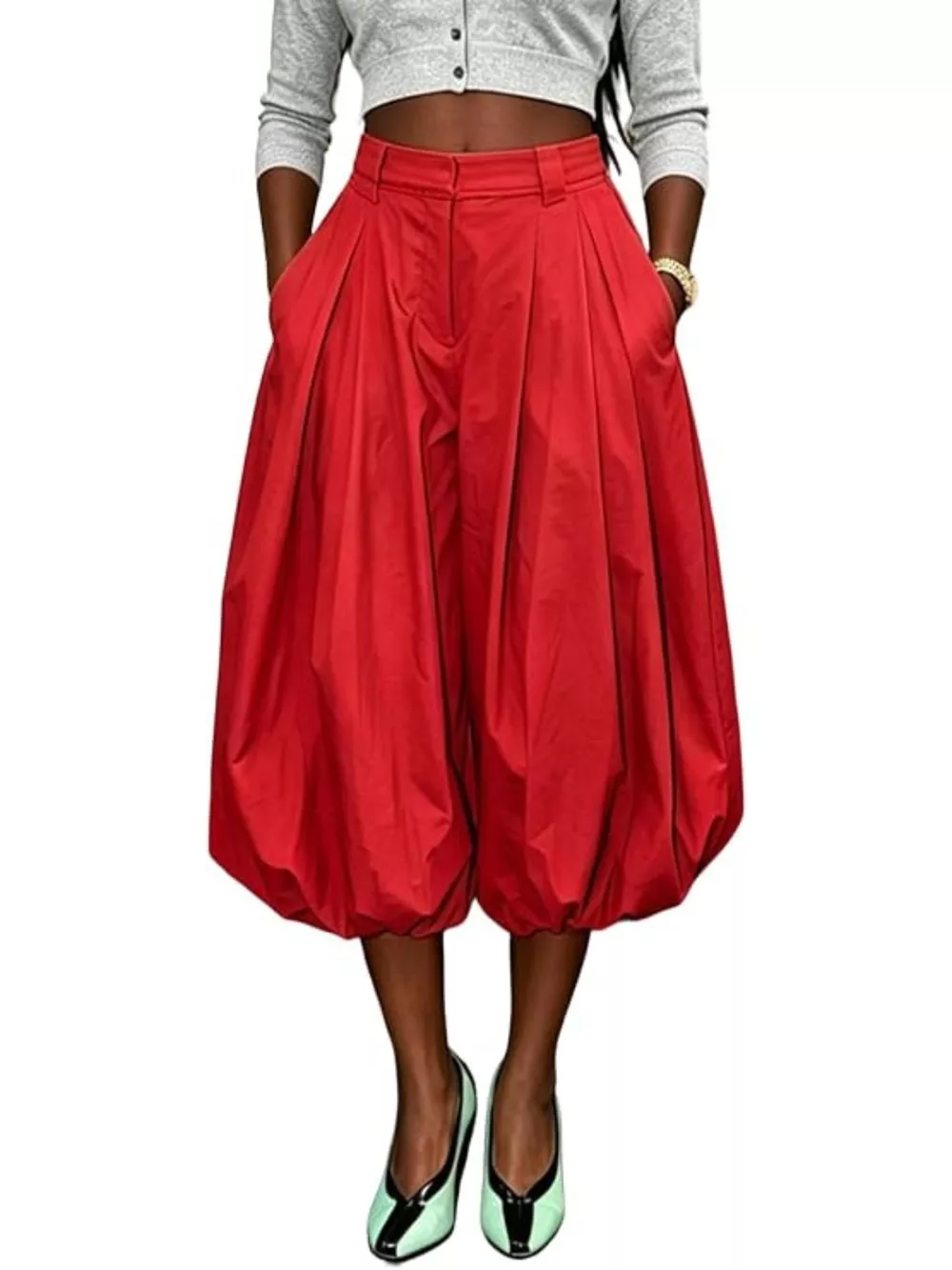 High-Waisted Ruched Balloon Pants, image 7