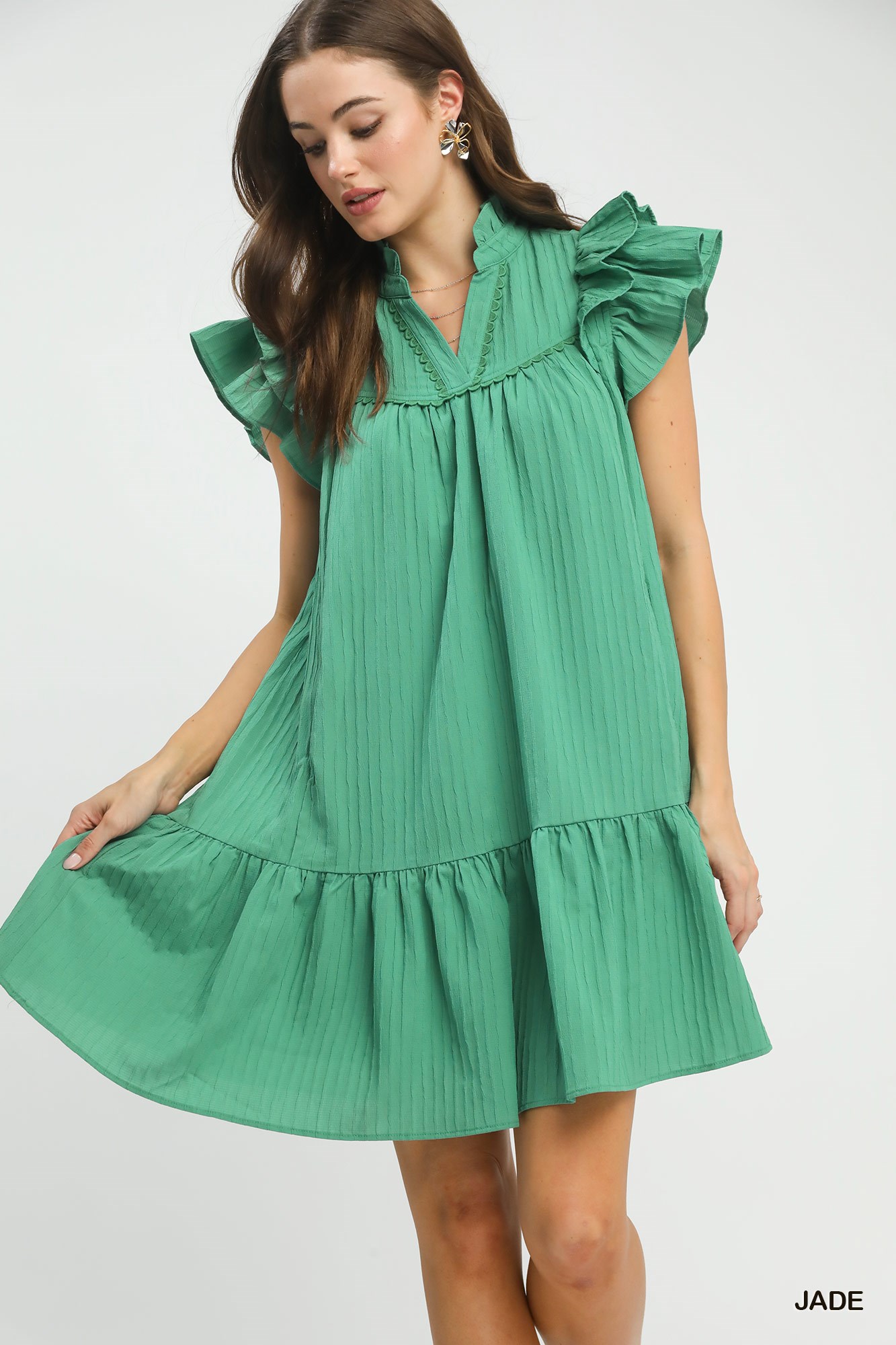 Flutter Sleeve Tiered Dress