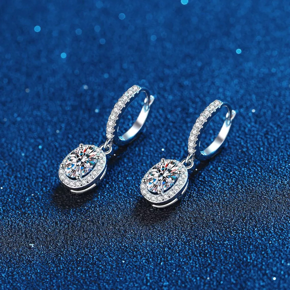 1 Carat Moissanite 925 Sterling Silver Drop Earrings, image 6