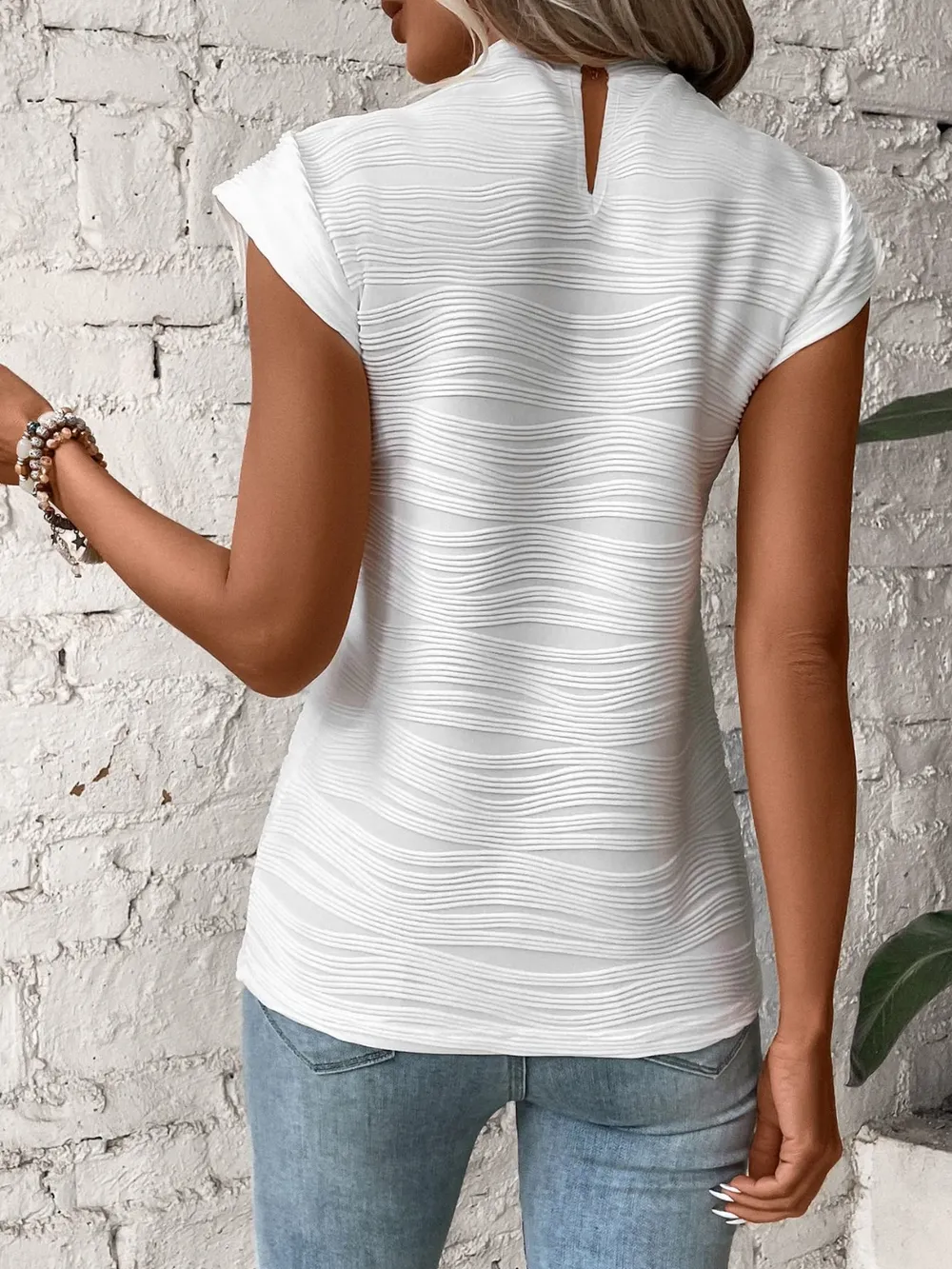 Mock Neck Cap Sleeve Top, image 5
