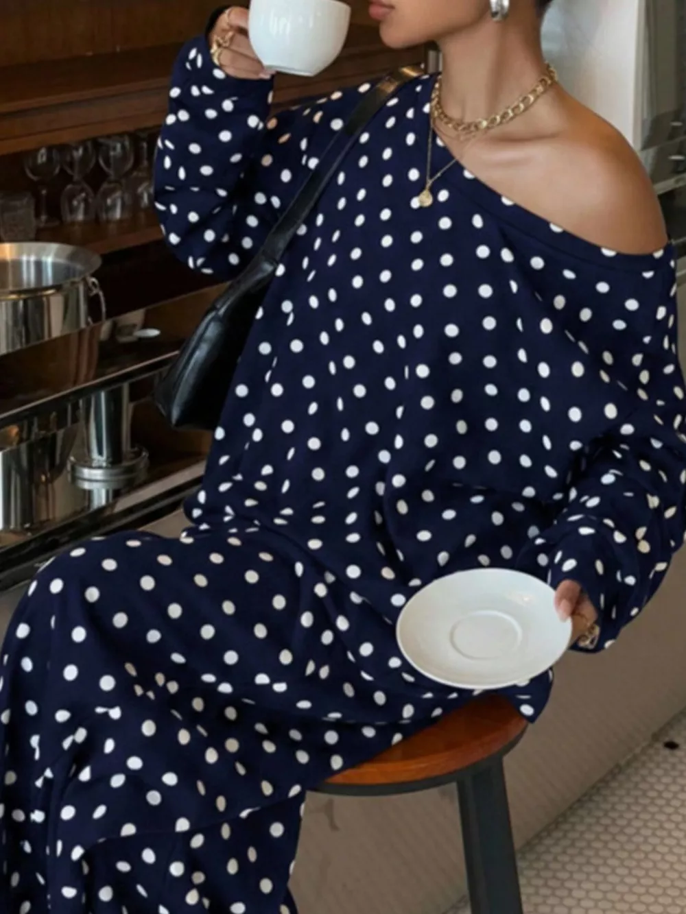 Polka Dot Long Sleeve Top and Pants Set, image 12