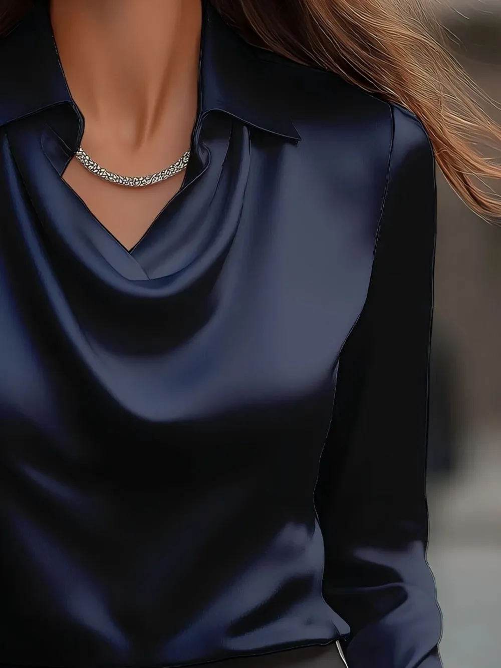 Full Size Long Sleeve Blouse with Collar Plus Size, image 16
