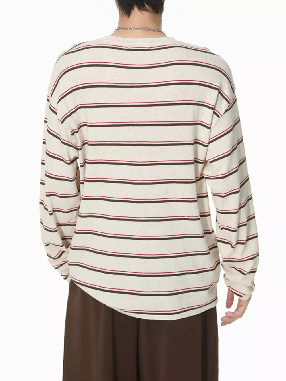 Men's Striped Button Detail Henley T-Shirt, image 9