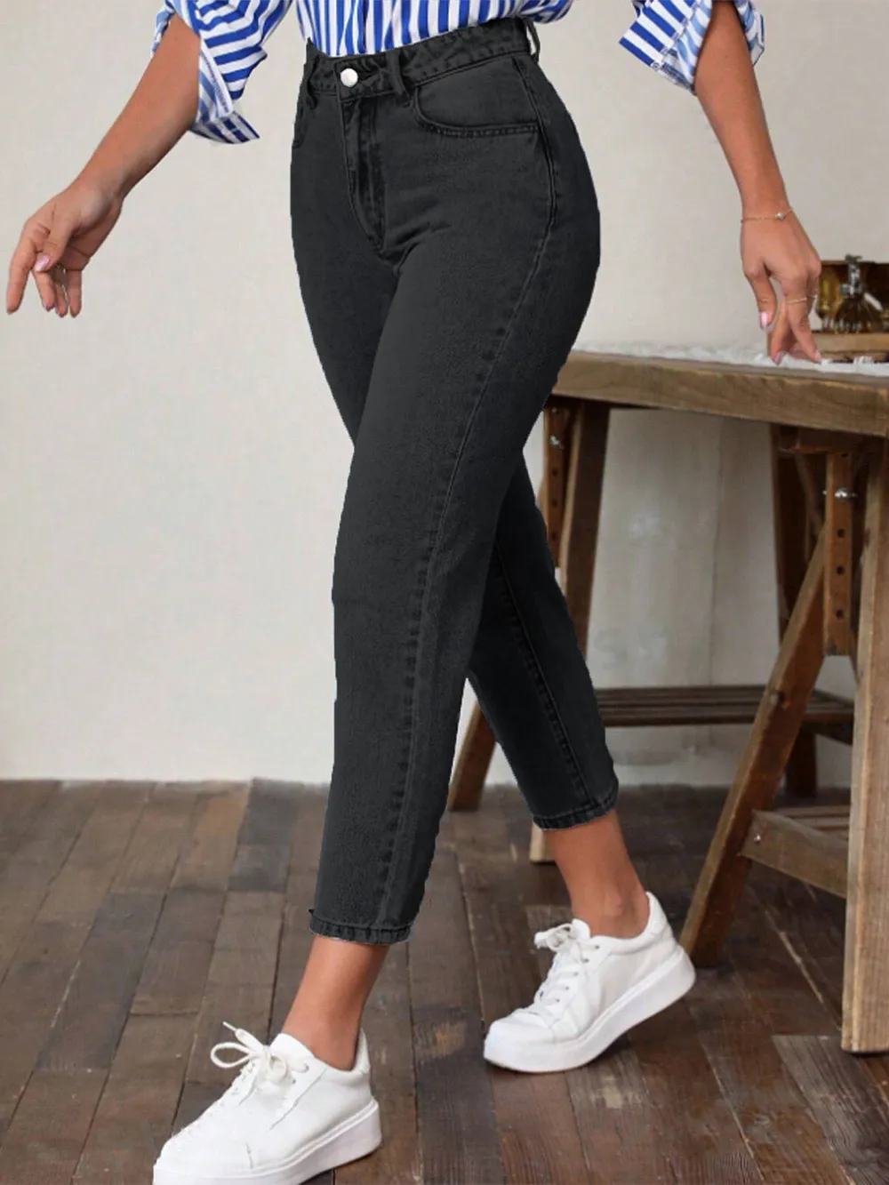 High Waist Jeans with Pockets, image 5