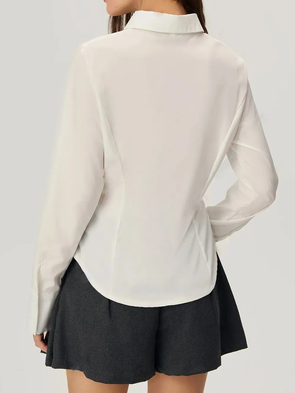 Ruched Button Down Long Sleeve Shirt, image 2