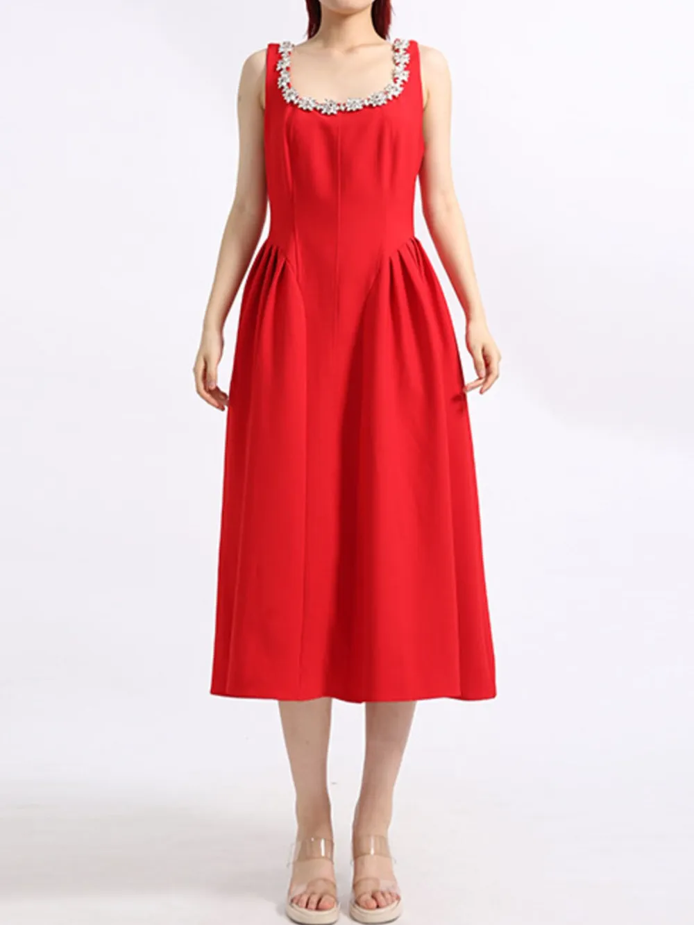 Flower Scoop Neck Sleeveless Dress, image 8